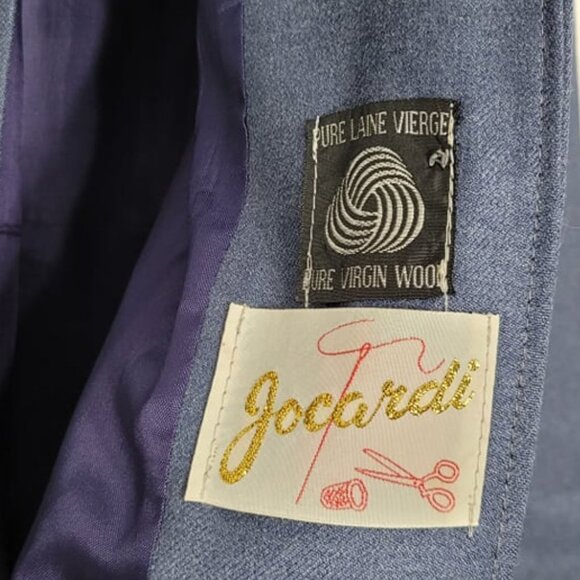 Jocardi Vintage Blue 100% Wool Button-Down Tie Waist Flat Collar Jacket Size 6 - Picture 5 of 10